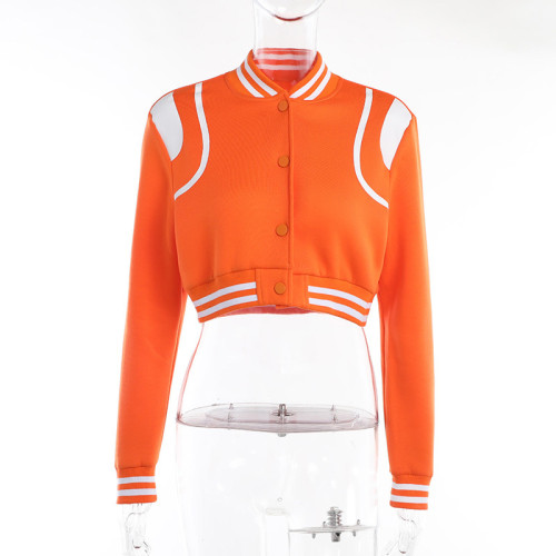 Long sleeved contrast colored short button baseball jersey