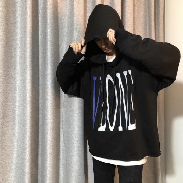 Long sleeved hooded loose reflective large V hoodie
