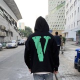 Long sleeved hooded loose reflective large V hoodie