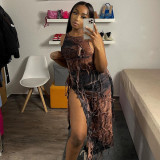Personalized Beggar Tassel Split Round Neck Cutout Sexy Long Dress