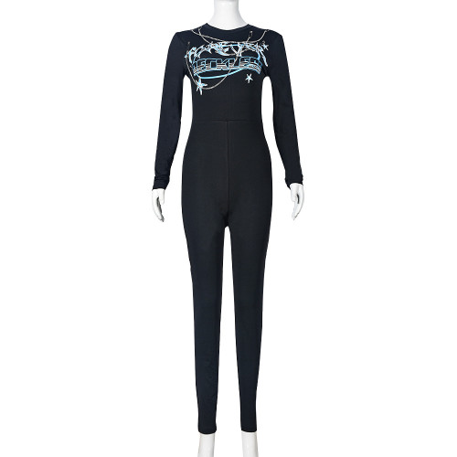 Printed metal decorative jumpsuit