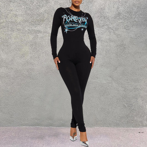 Printed metal decorative jumpsuit