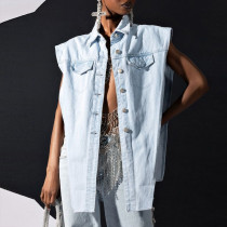 Sleeveless fringe irregular shirt Sleeveless fringe irregular shirt