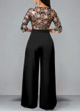 Sexy and fashionable solid V-neck women's jumpsuit