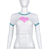 Slim Fit Open Umbilical Contrast Printed T-shirt