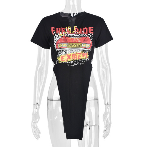 Women's Personalized Street Printing Irregular T-shirt Women's Top