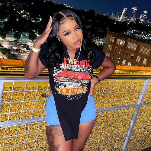 Women's Personalized Street Printing Irregular T-shirt Women's Top