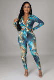 Two piece digital printed women's clothing set
