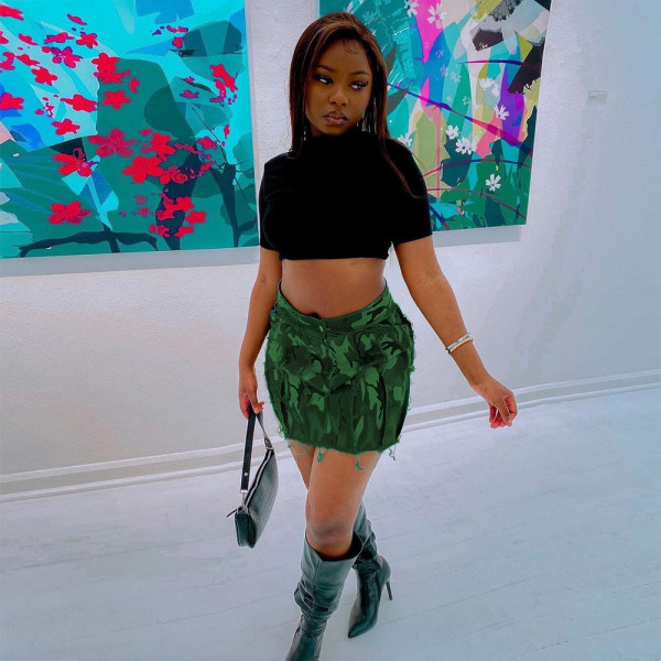 Tassel camouflage beggar dress half length skirt