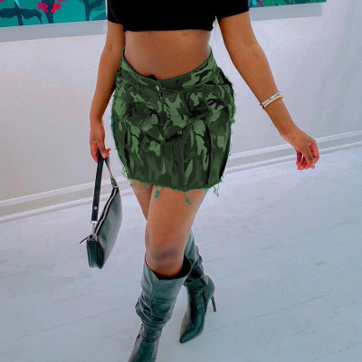 Tassel camouflage beggar dress half length skirt