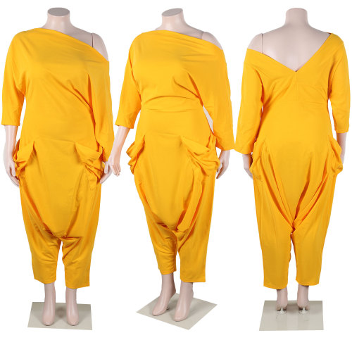 Sexy Loose Large Solid Backless Jumpsuit