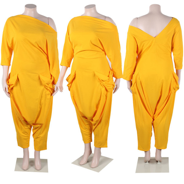 Sexy Loose Large Solid Backless Jumpsuit