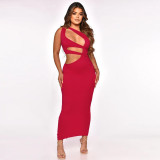 Multi color optional slanted shoulder sleeveless dress