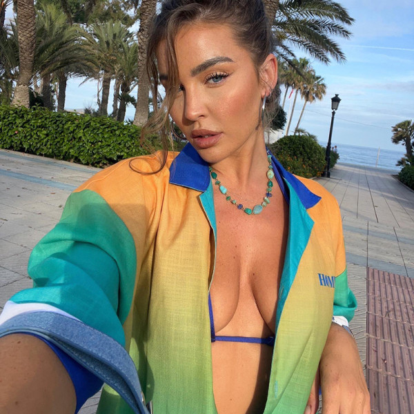 Women's gradient striped patchwork contrast printed lapel single breasted loose casual vacation shirt