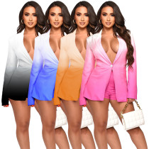 Suit Long Sleeve Shorts Gradient Set