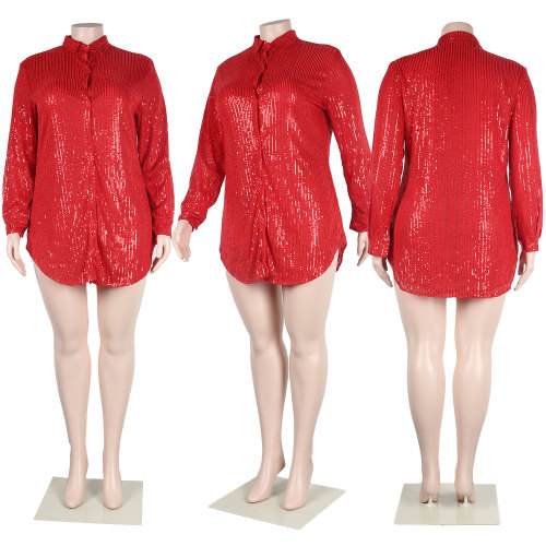 Sexy sequin shirt dress