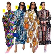 Printed long sleeved pleated dress Printed long sleeved pleated dress