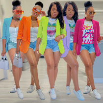 Solid color lapel open wear multi color suit jacket top