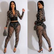 Sexy Slim Fit Hot Diamond Large Slim Fit Elastic Set Two Piece Set