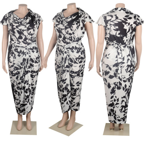Sexy Printed Strap Loose Large Two Piece Set