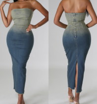 Gradient bra denim dress FF1280