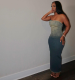 Gradient bra denim dress FF1280