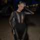 Women's Fashion Round Neck Long Sleeve Sexy Mesh Perspective Slim Fit jumpsuit