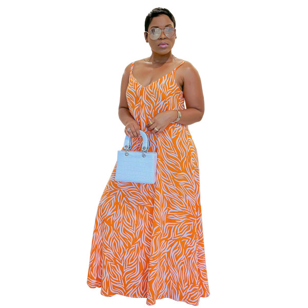 Sexy Slim Fit Printed Strap Large Loose V-Neck Dress Pregnant Women's Dress