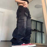 Fashion Versatile Multi Pocket Denim Pants