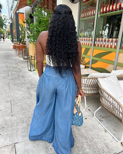 Straight tube wide leg women's high waisted pants