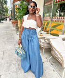 Straight tube wide leg women's high waisted pants