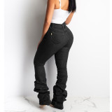 Oversized pants with elastic micro pleated floor mops