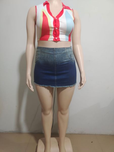 High waisted gradient flowing large pocket jeans