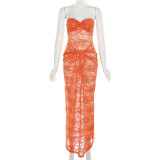 Women's Fashion Sexy Wrapped Chest Lace Perspective Slim Fit Wrapped Hip Dress