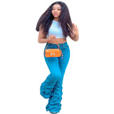 Oversized pants with elastic micro pleated floor mops