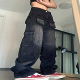 Fashion Versatile Multi Pocket Denim Pants