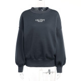 Loose knit printed pullover sweater