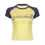 Round neck slim fitting basic short sleeved top
