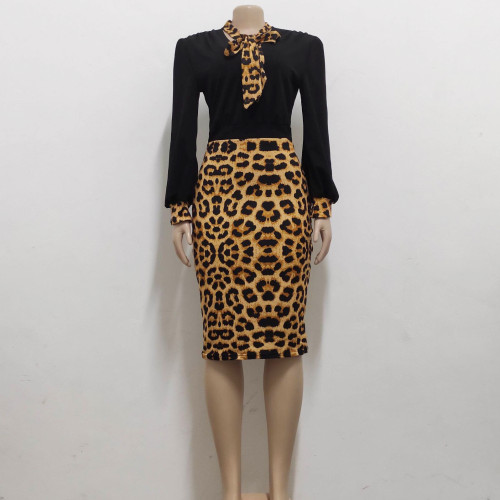 Printed V-neck 9/4 sleeve women's dress