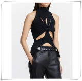 Sleeveless high neck knitted vest
