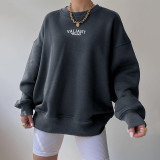Loose knit printed pullover sweater