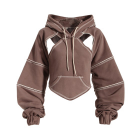 Contrast short hooded sweater
