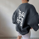 Loose knit printed pullover sweater