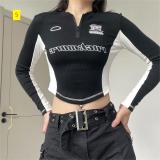 Zipper Short Print T-shirt