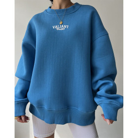 Loose knit printed pullover sweater