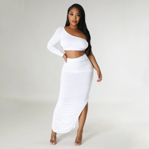 Tight pleated irregular two-piece set
