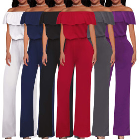 Sexy and fashionable one line collar bra style women's jumpsuit