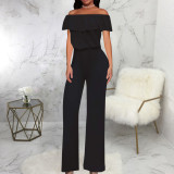 Sexy and fashionable one line collar bra style women's jumpsuit