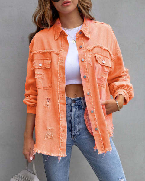 Long solid denim jacket