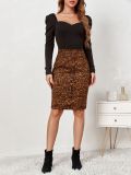 Leopard printed suede skirt
